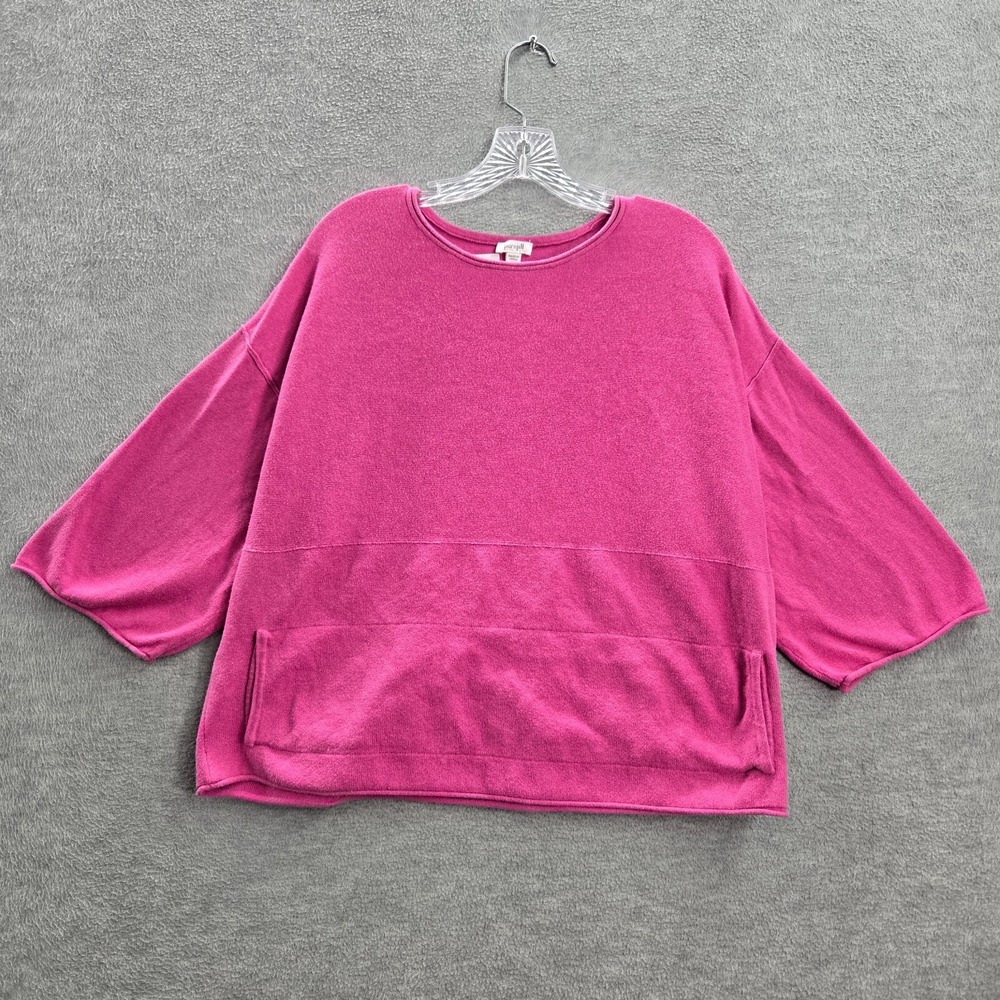 PureJill Women‎ Sweater XS Pink Cashmere Blend Boxy 3/4 Sleeve Pullover